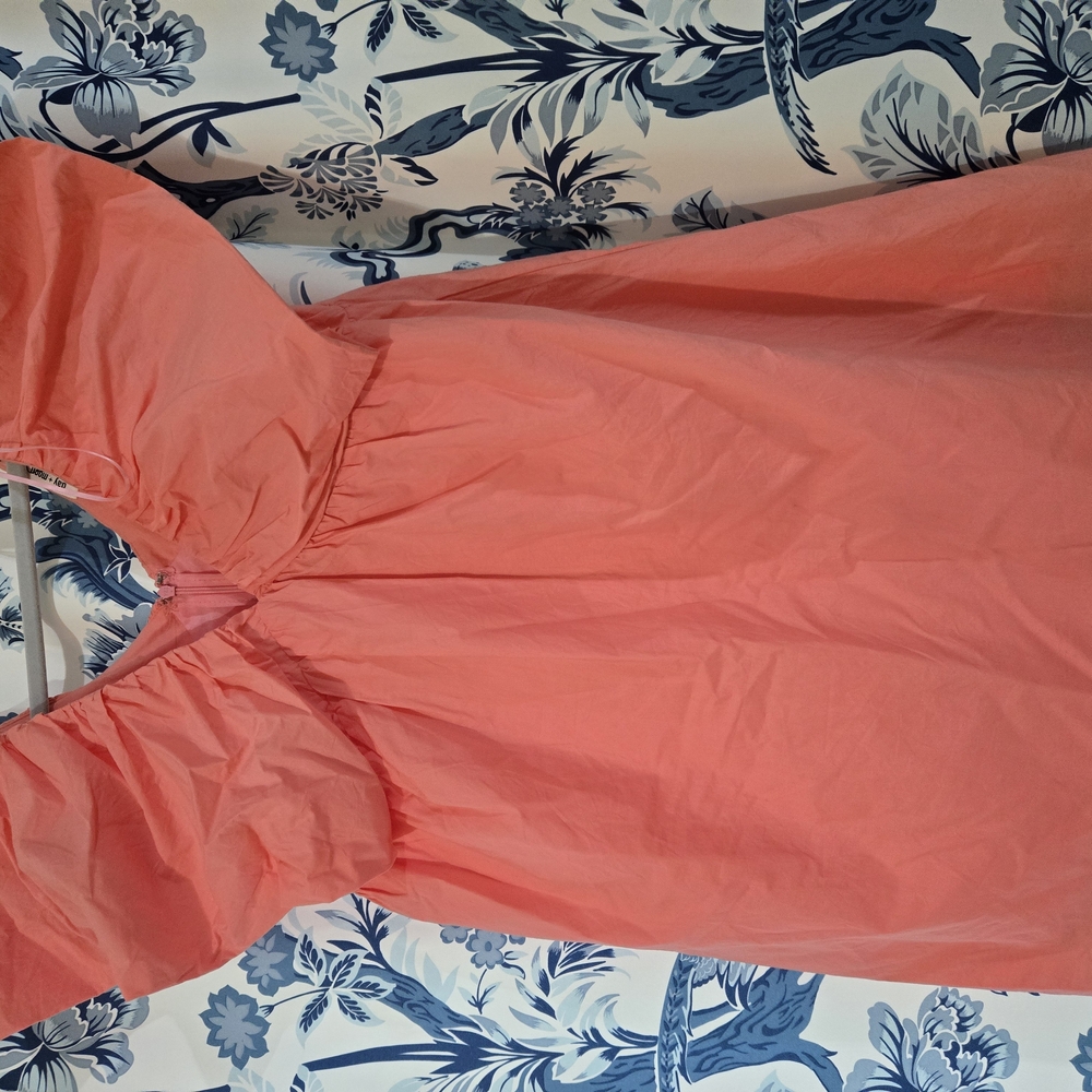 Coral Puff Sleeve Dress